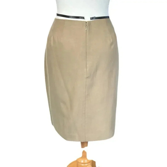 Caslon Knee Length Skirt Size 12 Medium Brown Shell 53% Silk 47% Cotton Work - Picture 4 of 11